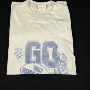 T-Shirt Men's White Large 1987 Rose Bowl Detroit News Giveaway UofM Wolverines